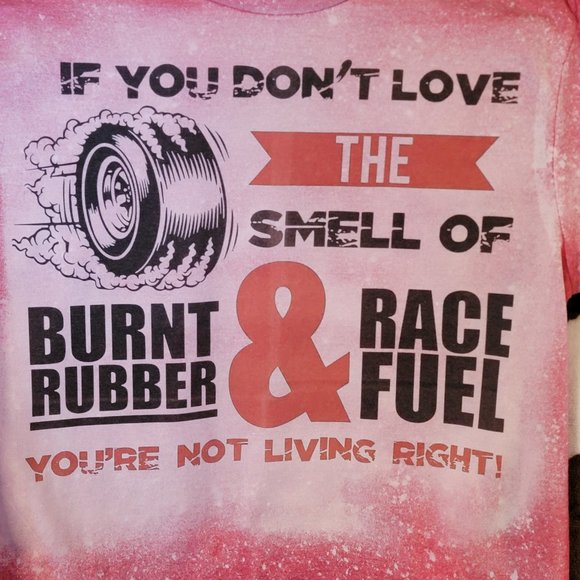 Burnt Rubber And Race Fuel Red Bleached Short Sleeve Graphic T-Shirt - Picture 3 of 7
